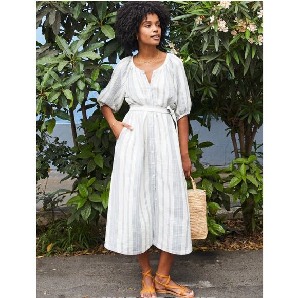 FAHERTY NWT Dream Cotton Gauze Carmel Dress in Cream Tidal Wave // XS - Picture 1 of 16